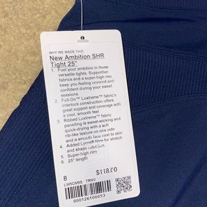 Lululemon size 8 navy blue New ambition SHR